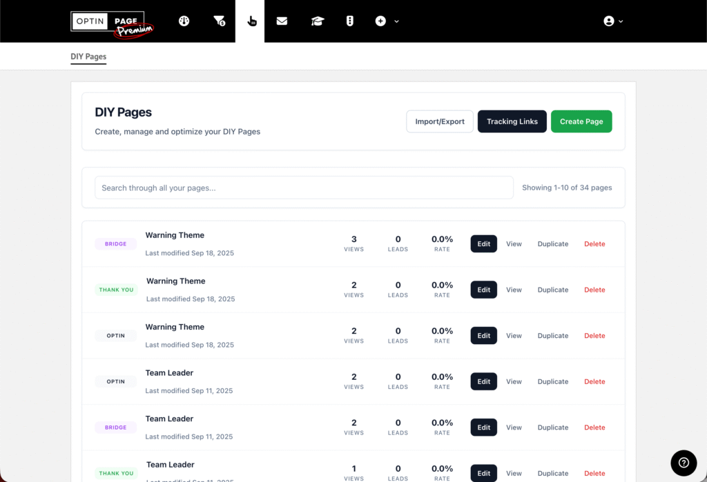 optin page diy page manager overhaul